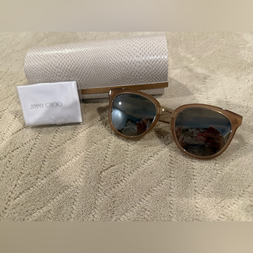 Jimmy Choo CADE/F/S Sunglass with Sparkle gold trim- Brand New
